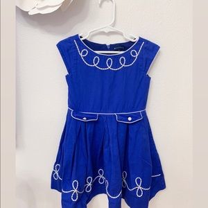 Royal Blue dress 4T with cord detailing